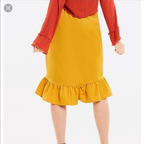 Stripe Tape Detail Button Front Frill Hem Skirt - Picture 3 of 3